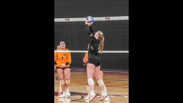 GFW Senior Natalie Ahlbrecht keeps the ball in play during GFW’s volleyball game against Sibley East on Tuesday, September 1st. (Photo by Chrisruizphotos.)