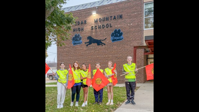 Pictured above is just one of several groups of students participating in the School Patrol Program - (from left) Kya Lueck, Ambrielle Hinrichs, Ava Pendleton, Chaylin Hinrichs, Ellie Hill and Andrew Wildfeuer.
